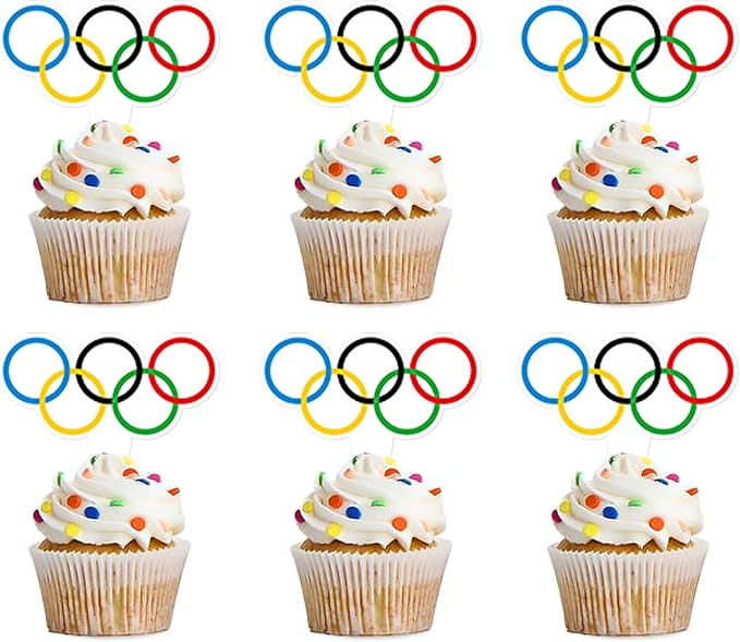 Ercadio 24Pcs Double Sided Olympic Games Flags Cupcake Toppers Picks Olympic Games Cake Toppers O... | Amazon (US)