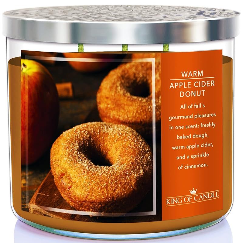 Warm Apple Cider Donut + Cinnamon Sugar | Strong, Large 3 Wick Candle for Winter | Clean Burning,... | Amazon (US)