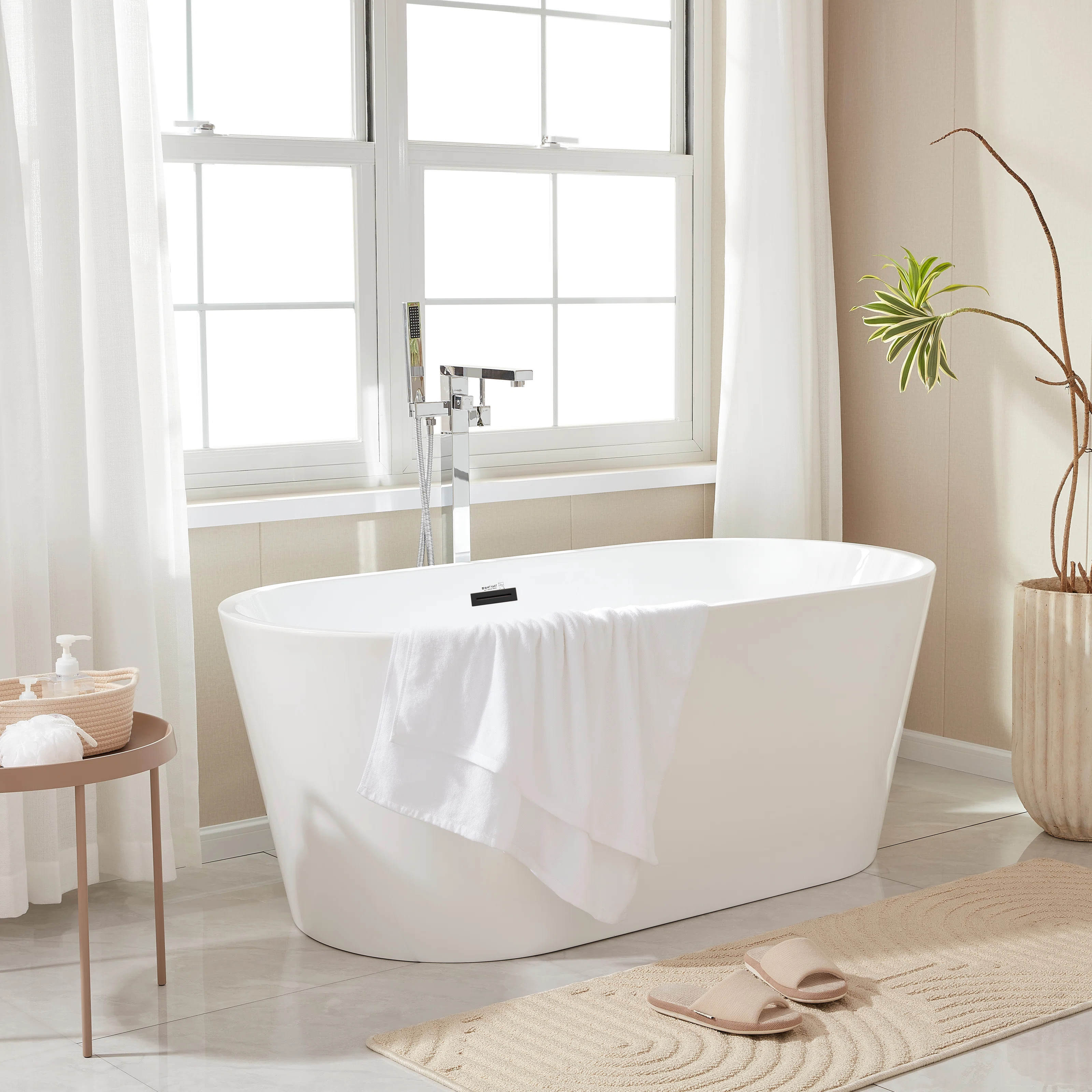 Iris 59" x 29.5" Freestanding Soaking Acrylic Bathtub VA6815-S-MB | Wayfair North America
