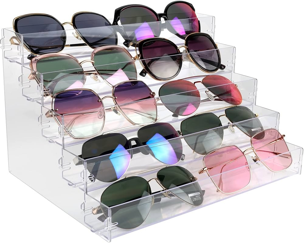 5 Tier Sunglasses Organizer Acrylic Sunglass Holder Nail Polish Organizer Countertop Stand Displa... | Amazon (US)