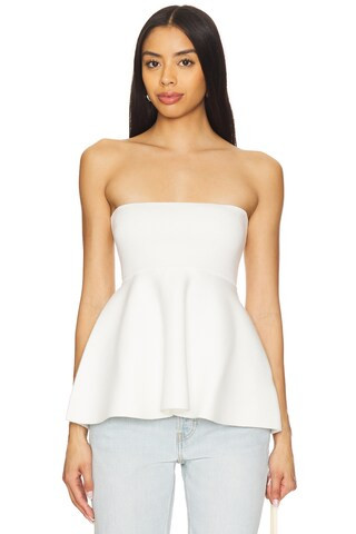 Line & Dot Isadore Knit Sweater Peplum Top in Ivory | Revolve Clothing (Global)