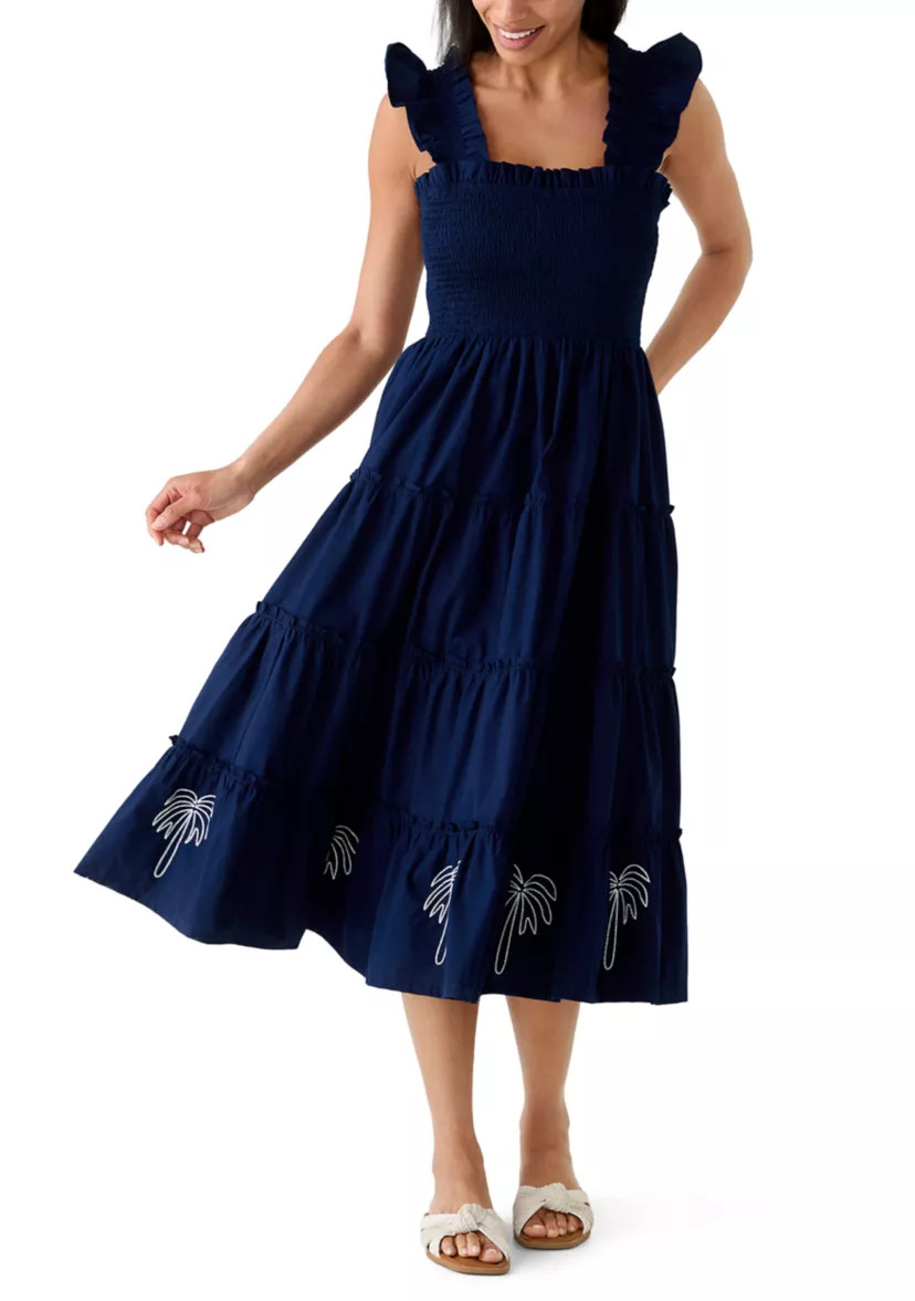 Women's Sleeveless Embroidered Smocked Midi Dress | Belk