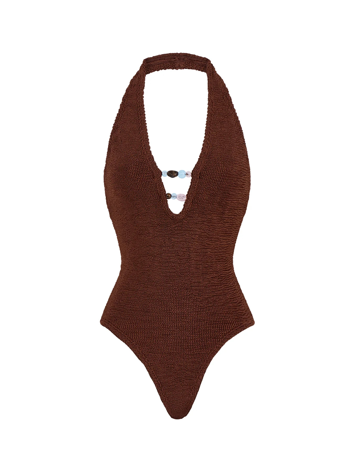 Adriana Beaded Swimsuit Metallic Chocolate | Fenwick UK