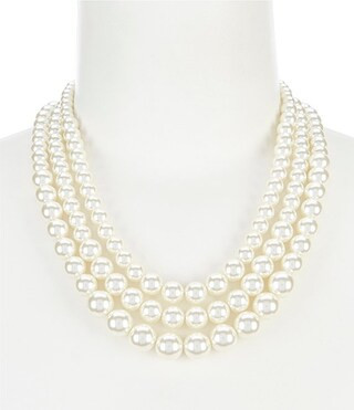 Blanc Pearl Three Row Statement Collar Necklace | Dillard's