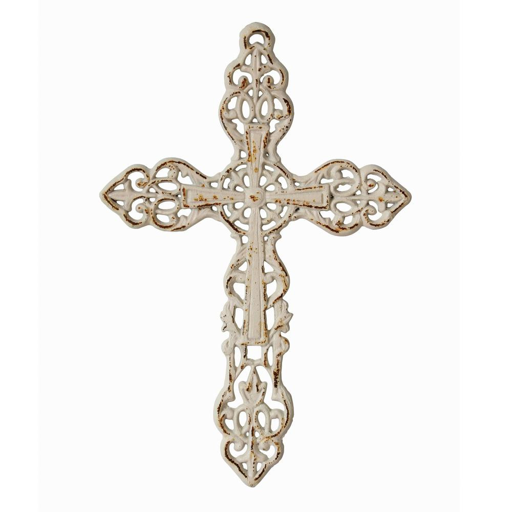 Stonebriar Collection White Iron Wall Cross | The Home Depot