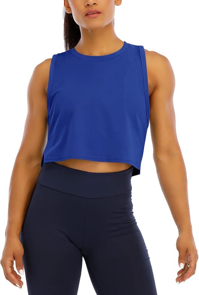 HIOINIEIY Womens Crop Tops Workout Tops Loose Sleeveless Cropped Muscle Open Side Shirts Gym Exer... | Amazon (US)
