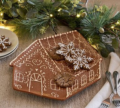 Gingerbread House Stoneware Serving Platter | Pottery Barn (US)