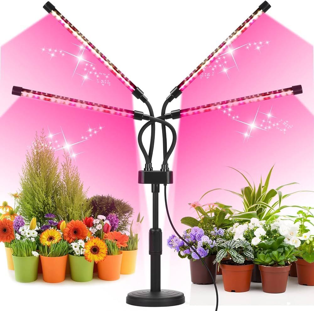 Grow Lights for Indoor Plants, Four Head LED Grow Light with Full Spectrum & Red White Spectrum f... | Amazon (US)