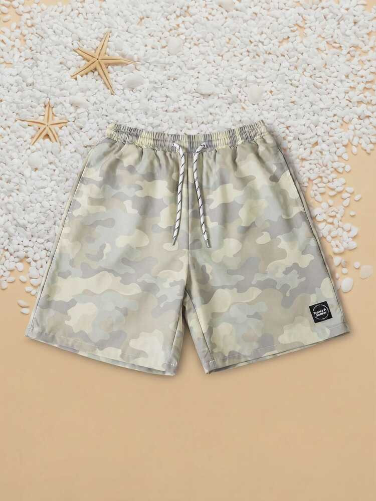 SUMWON Camouflage Swim Shorts With Drawstring For Beach Pool Summer Swimming Fun | SHEIN
