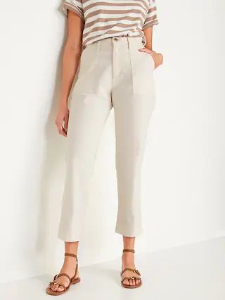 High-Waisted Straight Canvas Workwear Pants for Women | Old Navy (US)