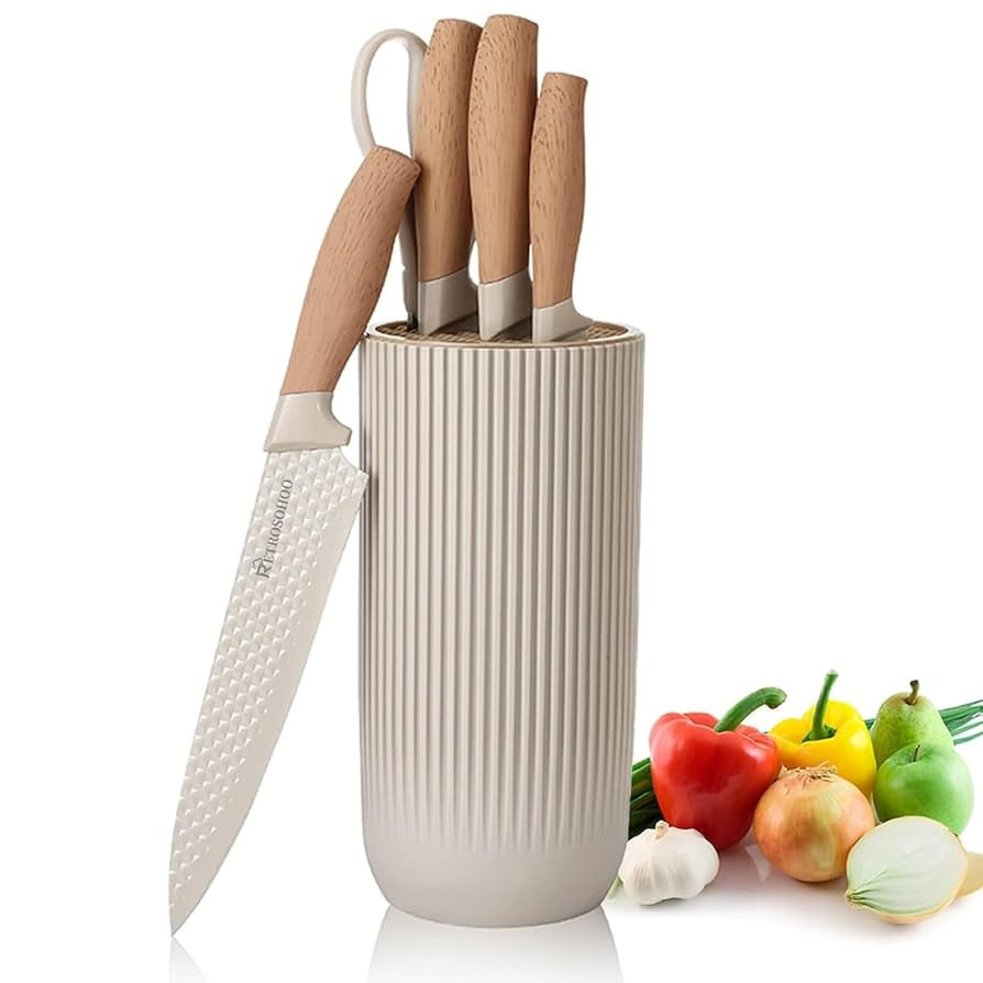 Kitchen Knife Set, Retrosohoo 6-Pieces Khaki Sharp Knife Set for Kitchen, Non-stick Non-slip Stai... | Amazon (US)