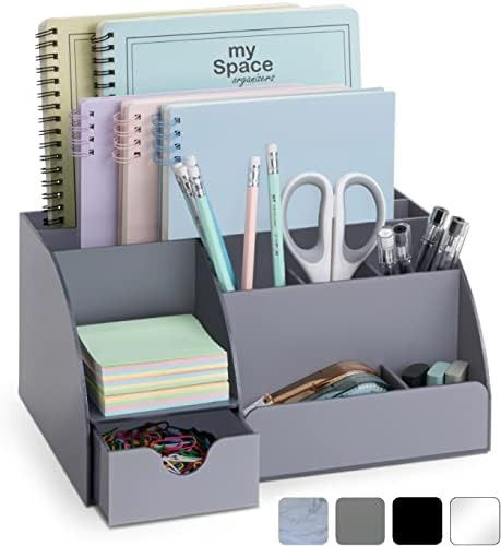 Acrylic Office Desk Organizer with Drawer, 9 Compartments, All in One Office Supplies and Cool De... | Amazon (US)