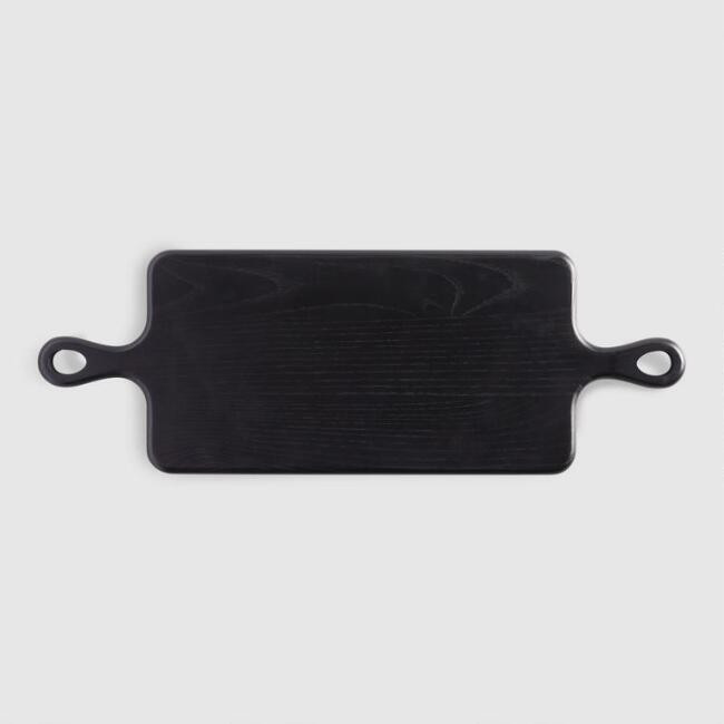 Black Wood Double Handle Paddle Serving Board | World Market