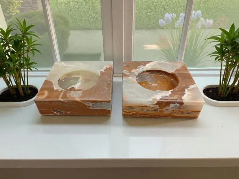 Pair of Onyx Marble Ashtray 5x5\u201d | White Cream Green Brown Stone Dish | Handcrafted Natural ... | Etsy (Global)