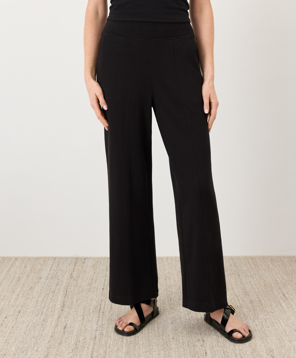 Women's Black Airplane Pintuck Wide Leg Pant X6 | Pact Apparel
