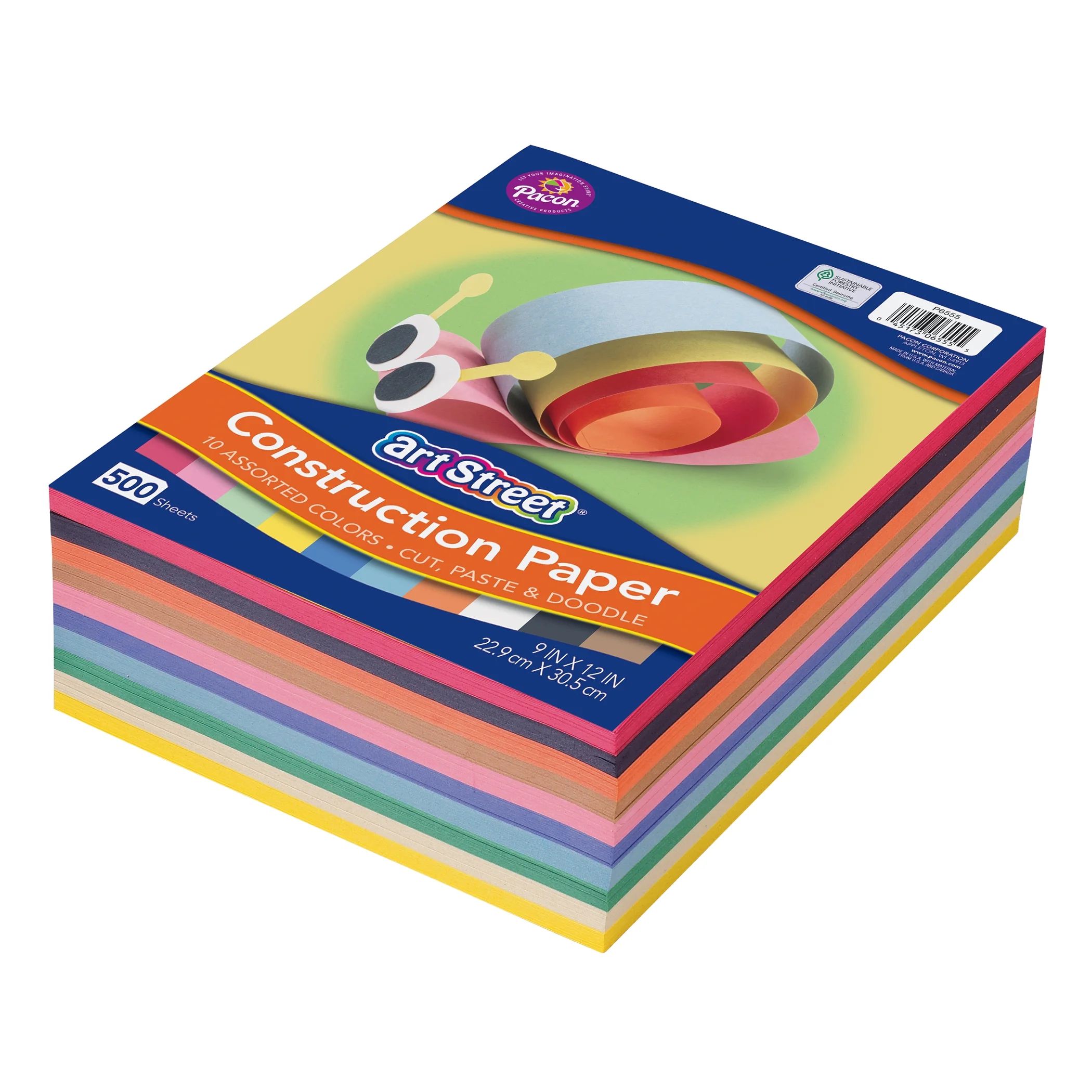 Pacon Lightweight Construction Paper, 9 x 12 Inch, 50 lb, Assorted Colors, Pack of 500 | Walmart (US)