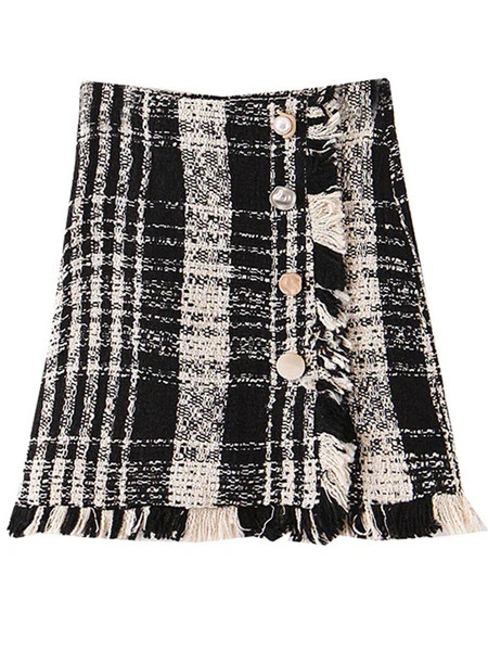 'Jacqueline' Black and White Tweed Mini Skirt | Goodnight Macaroon