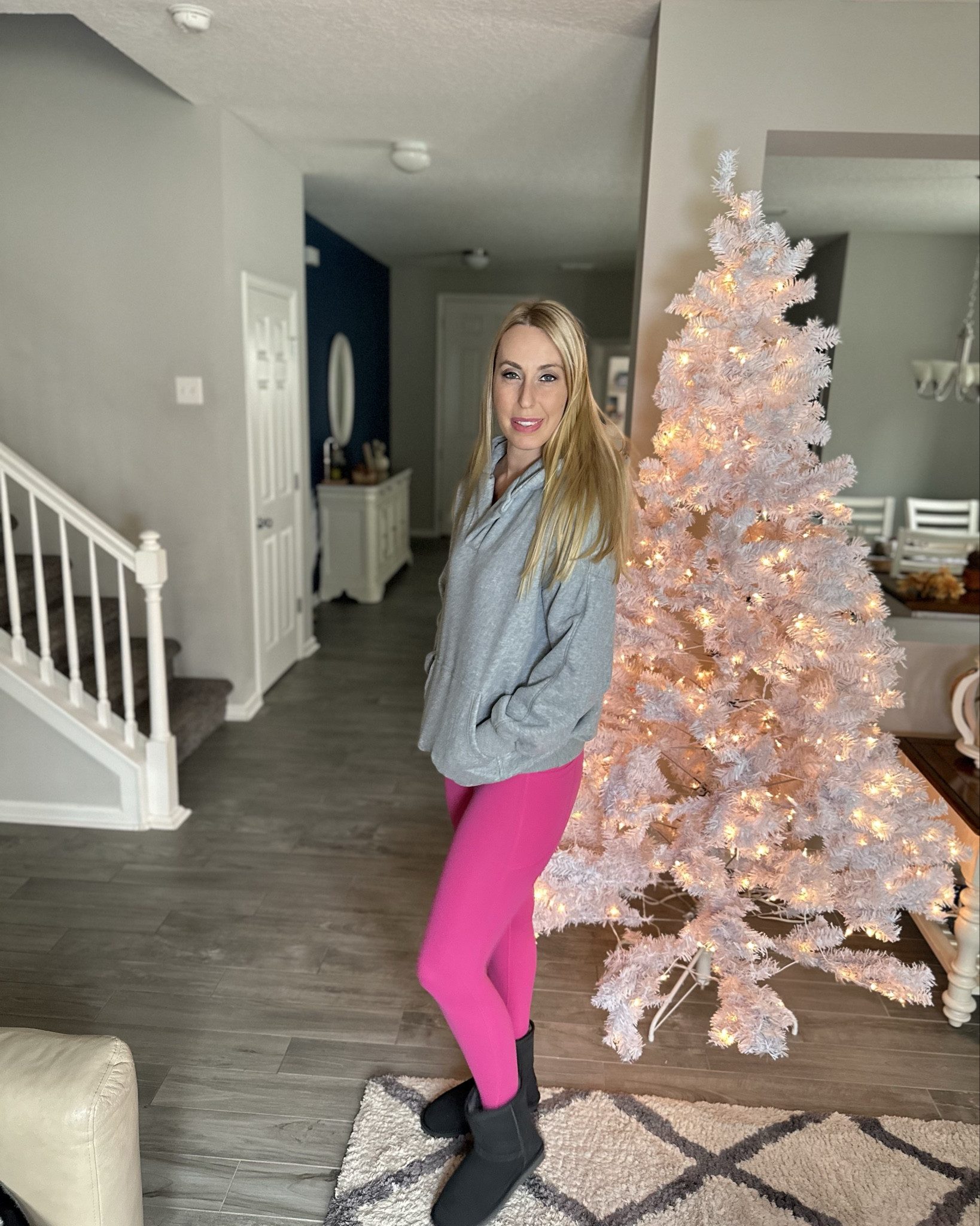 Comfy and cute holiday travel outfit 
💓 all fits true to size and these boots are so warm 
💓 wearing size small in both hoodie and leggings 

#LTKFitness #LTKFindsUnder50 #LTKWatchNow