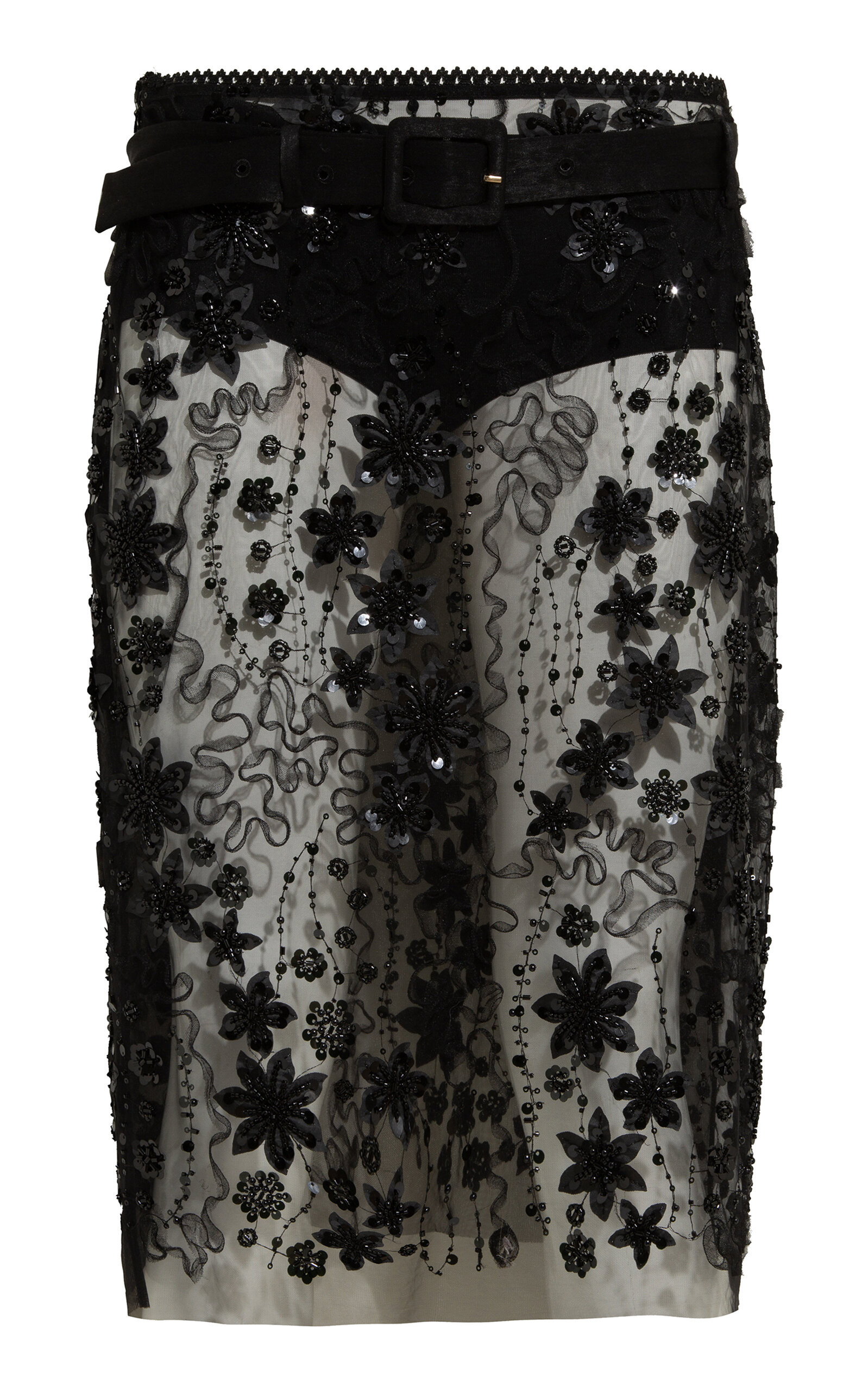 SIEDRÉS - Estelle Embellished Tulle Midi Skirt - Black - EU 42 - Moda Operandi | Moda Operandi (Global)