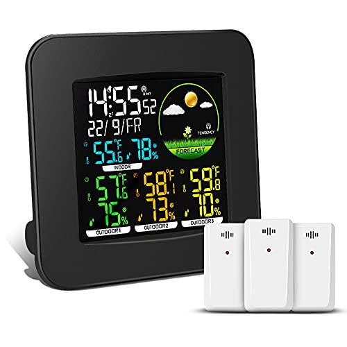 Geevon Weather Station Wireless Indoor Outdoor Thermometer Multiple Sensors, Color LCD Display Digit | Amazon (US)
