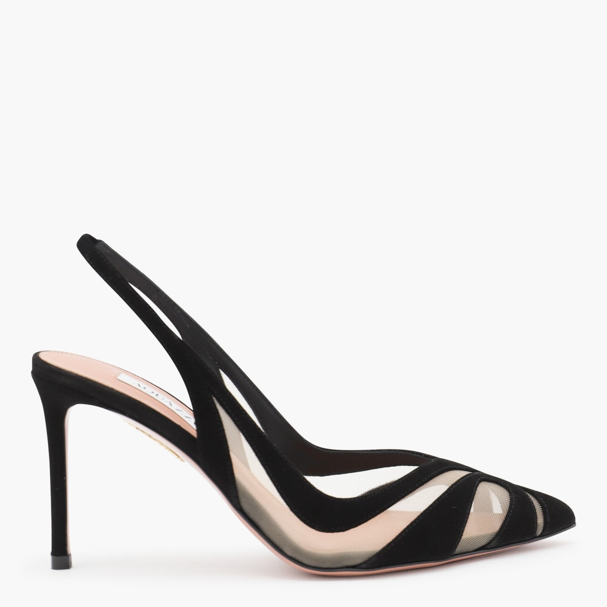 Aquazzura Black Leather Lune Sling 85 Pumps | Italist.com US