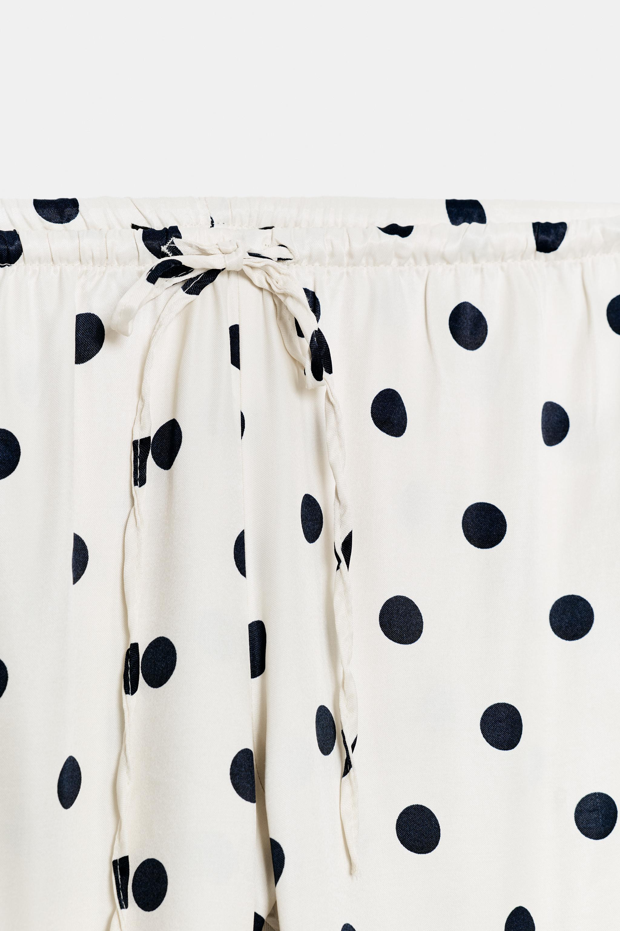 POLKA DOT SATIN EFFECT DRAWSTRING PANTS | Zara US