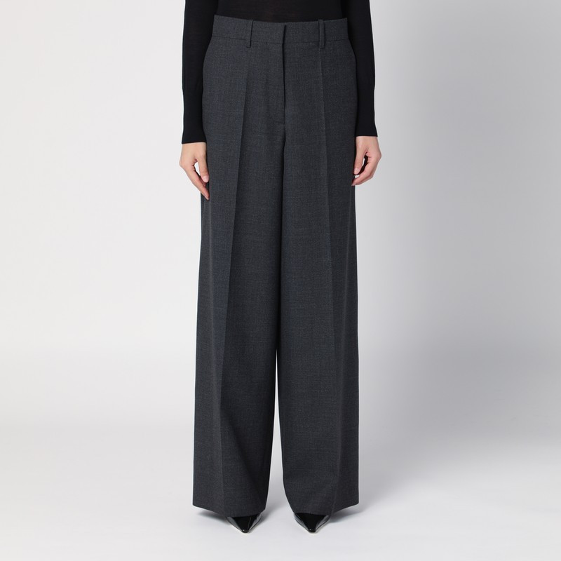Dark grey wool wide trousers | The Double F
