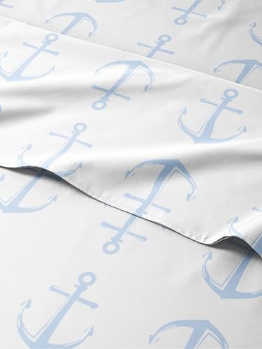 Twin Size Anchor Bed Sheets - 3 Piece Nautical Anchor Sheet Set - Ocean Themed Bedding - Ultra-Soft & Cozy - Comfy, Breathable & Machine Washable - Blue Sea Bed Set for Boys, Girls, Teens & Toddlers | Amazon (US)