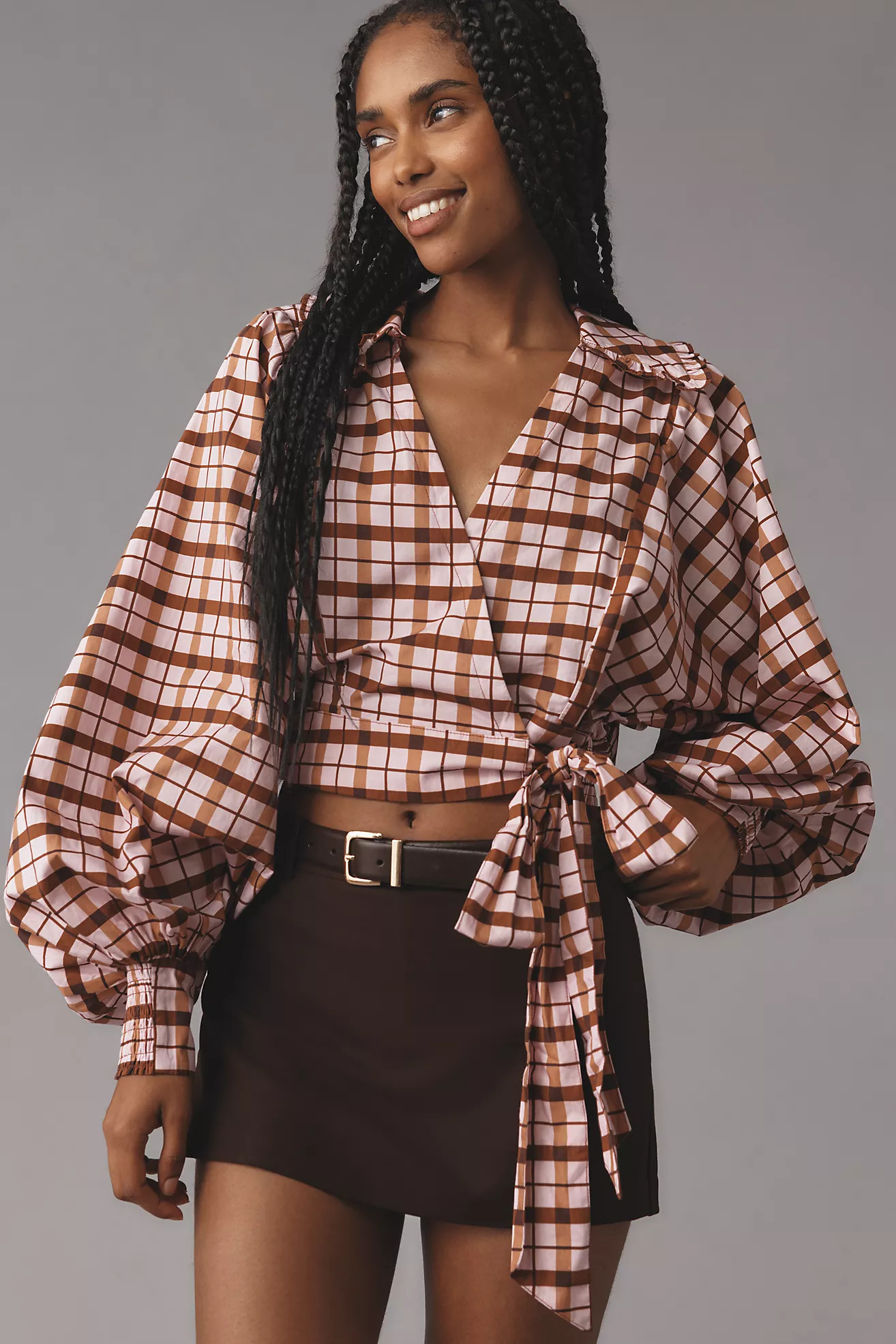 Maeve Bubble-Sleeve Tie-Front Babydoll Blouse | Anthropologie (US)