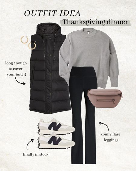 Outfit idea - comfy & casual for Thanksgiving dinner 🤎

Thanksgiving outfit idea; holiday dinner outfit idea; fall style; fall outfit; mom style; flare leggings; long puffer vest; free people sweater; beyond yoga leggings; Nordstrom; new balance; Christine Andrew 

#LTKSeasonal #LTKstyletip #LTKHoliday