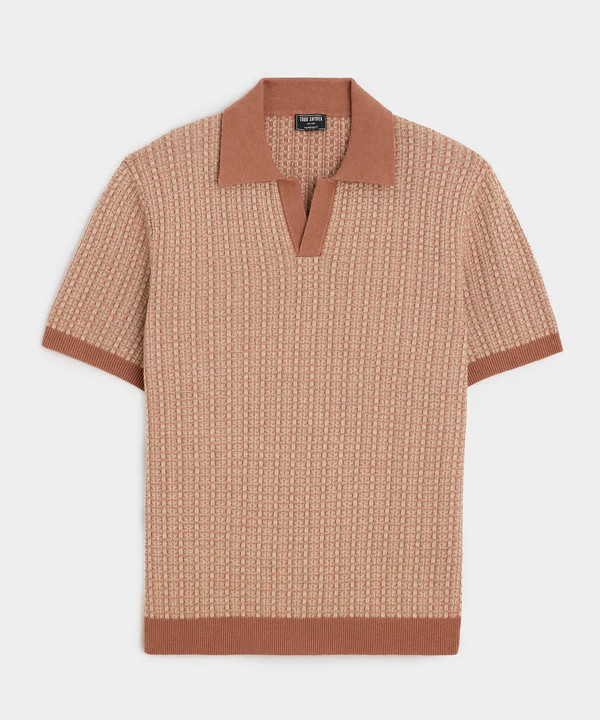 Linen Geometric Montauk Sweater Polo | Todd Snyder