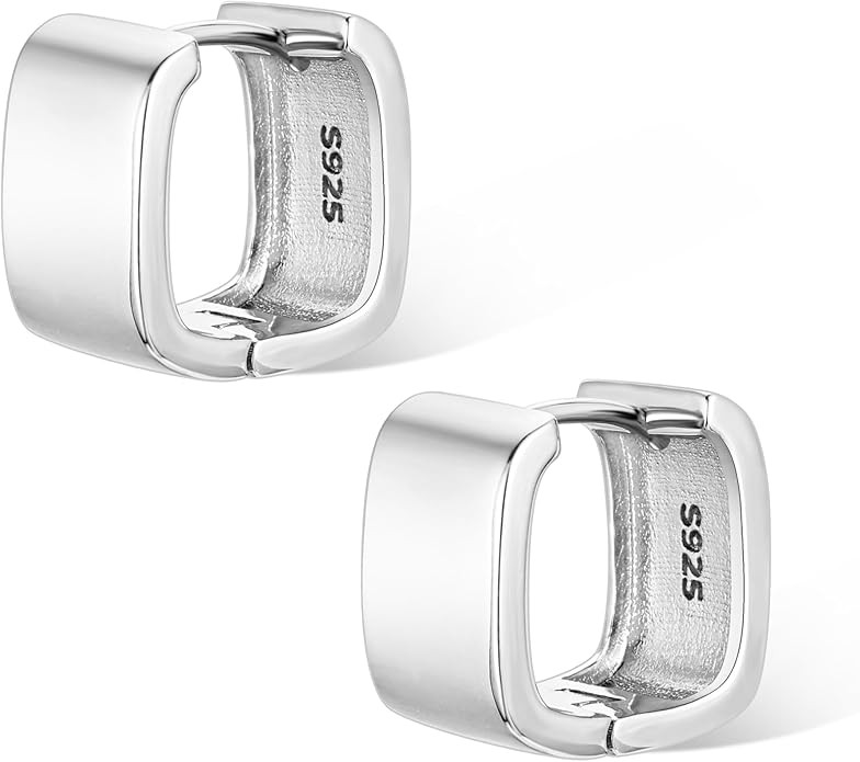 925 Sterling Silver Chunky Hoop Earrings for Women Hypoallergenic Silver Earrings Chunky Huggie S... | Amazon (US)