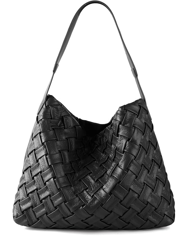 Woven Bag for Women, Vegan Leather Tote Bag, Retro Handbag Purse, Handmade Large Summer Beach Sho... | Amazon (US)