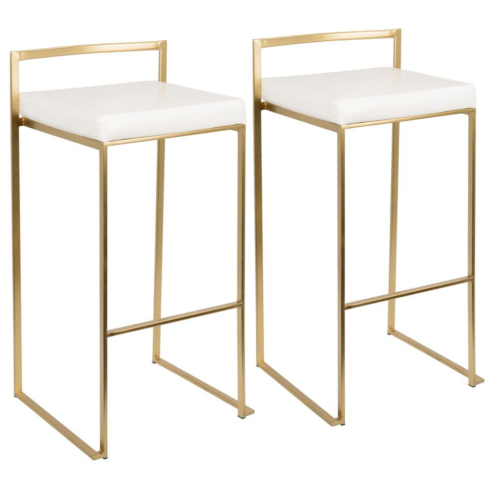 Lumisource Fuji Gold and White Stackable Barstool (Set of 2)-BS-FUJI AU+W2 - The Home Depot | The Home Depot