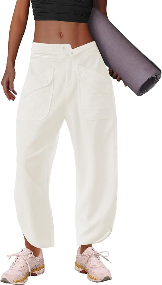 LAMISSCHE Oversized Barrel Lounge Pants Women Wide Leg Sweatpants with Pockets Baggy Cropped Pant... | Amazon (US)