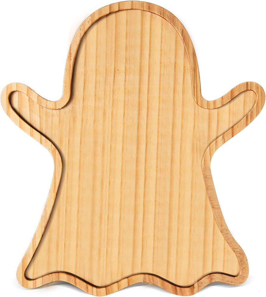 AWIZOM Halloween Wooden Serving Platter Ghost Shape Serving Tray Halloween Wood Charcuterie Board... | Amazon (US)