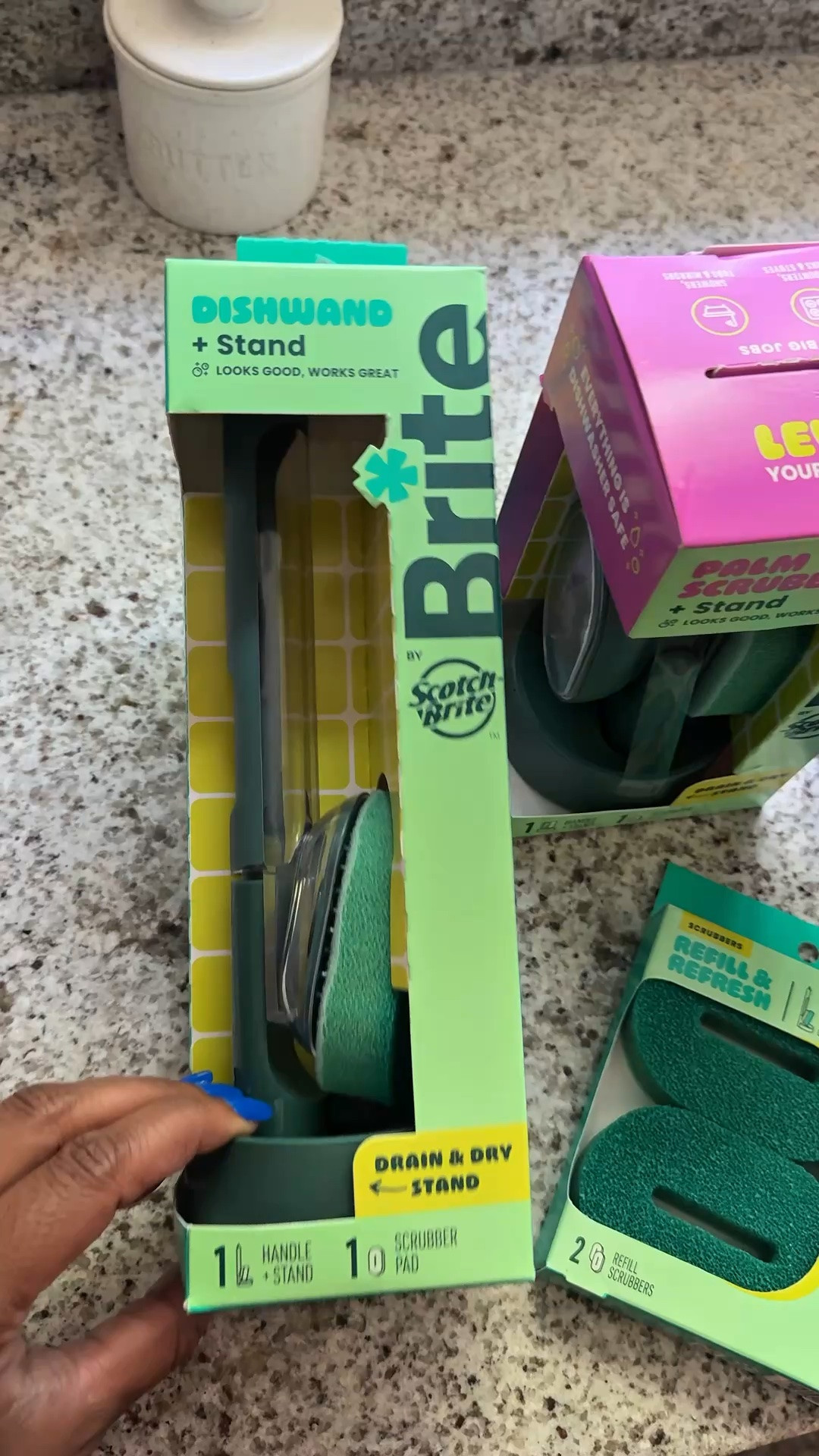 #ad At 41, my cleaning routine just got an upgrade — and I'm not being dramatic when I say I didn’t know I needed this.
Target's new BRITE by Scotch-Brite line is six color-coordinated tools that are actually cute enough to leave out on your counter (a real first for me). The palm scrubber twists apart so you
fill the soap right inside, everything hangs in its own drain and dry stand so the water drips there instead of all over my counter, and — the real win — every single piece is dishwasher safe. I will
not be hand-washing a sponge holder in 2026.
It's new at Target right now, found it right on the shelf. Go look.
#ad #TargetPartner #Scotch-Brite
@target @scotchbrite

#LTKvlog #LTKmomlife #LTKHome