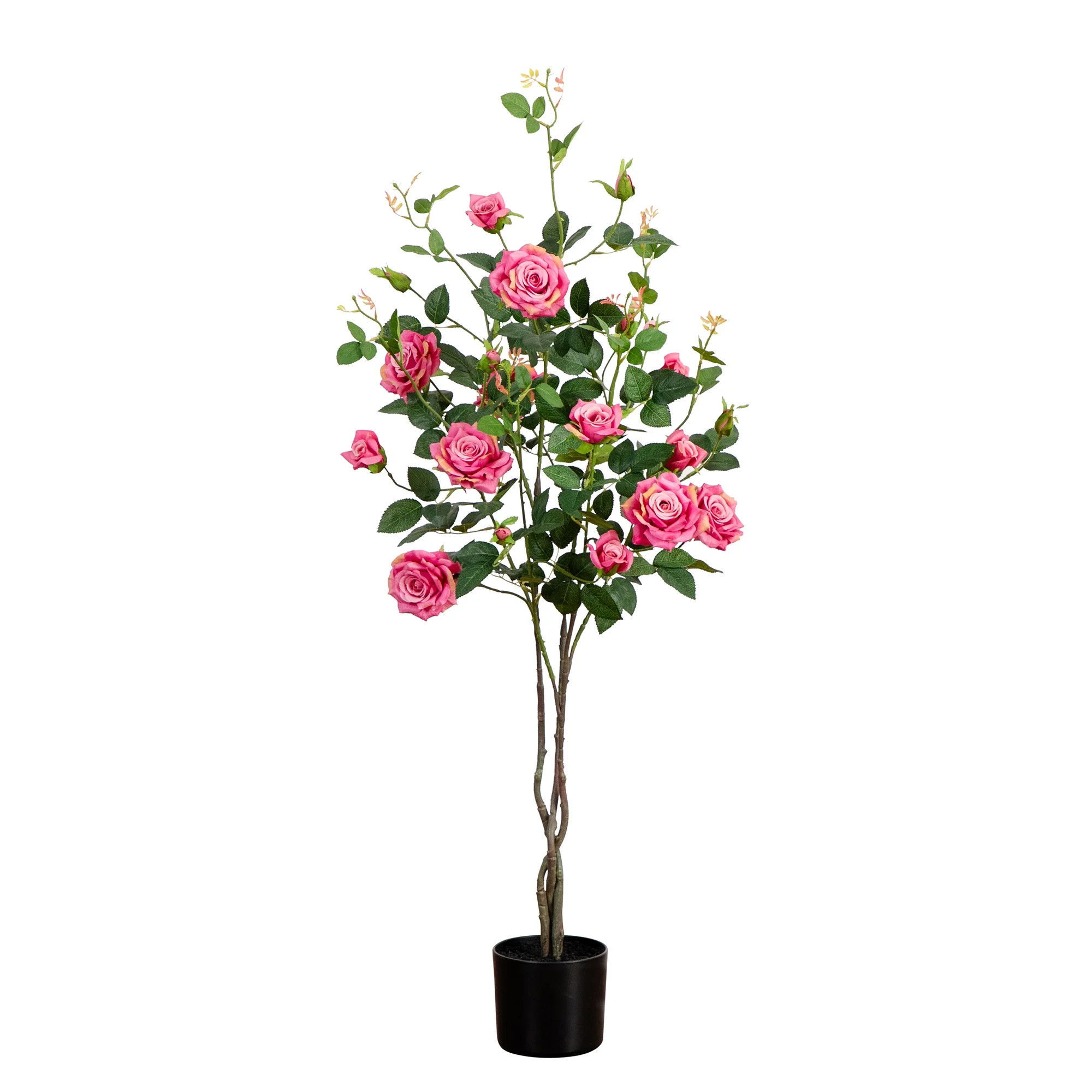 Nearly Natural Rose Artificial Potted Tree - 4' - Pink and Green - Walmart.com | Walmart (US)