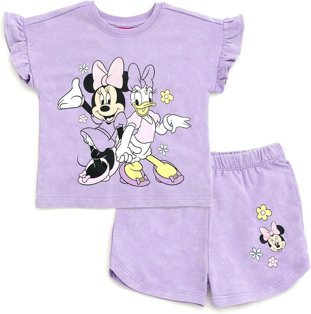 Disney Junior French Terry T-Shirt and Shorts Outfit Set Infant to Big Kid Sizes (12 Months - 14-... | Amazon (US)