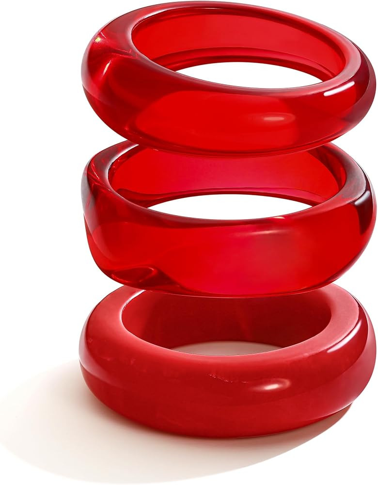 WOWORAMA 3pcs Colorful Chunky Bangle Bracelets Set for Women Tortoise Brown Resin Acrylic Bracele... | Amazon (US)