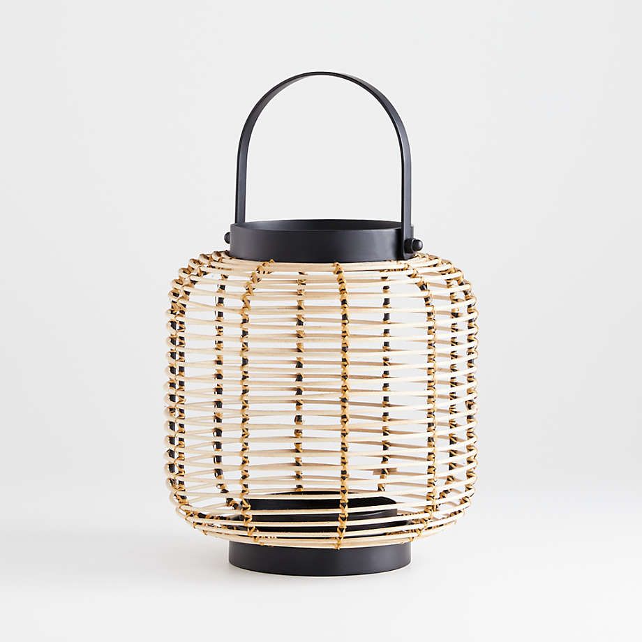 Brigton Rattan Candle Lantern 16" + Reviews | Crate & Barrel | Crate & Barrel