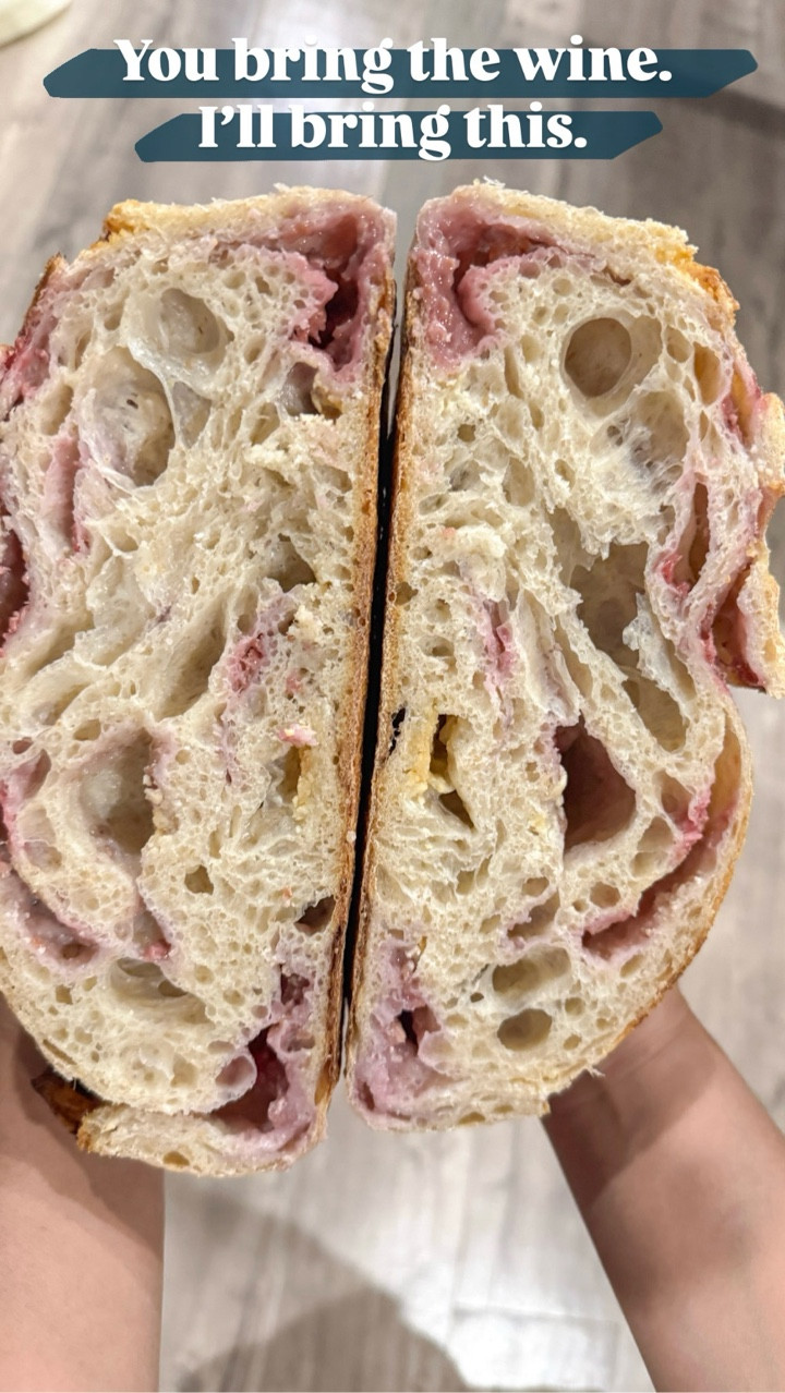 This raspberry white chocolate sourdough has me in my summer bread era.

Which wine are you pouring: cab, pinot, or rosé? 🍷

🔖 Save this idea for your next girls night.

#summersourdough #sweetsourdough #lubbocksourdough #sourdoughinclusions #sourdoughcrumb