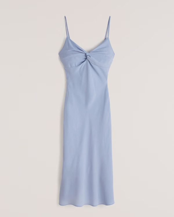 Twist-Front Slip Midi Dress | Abercrombie & Fitch (US)