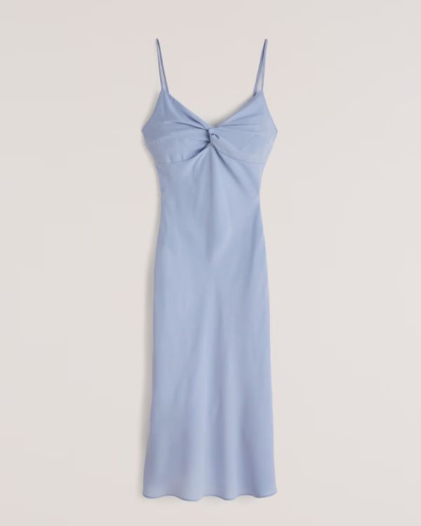 Twist-Front Slip Midi Dress | Abercrombie & Fitch (US)