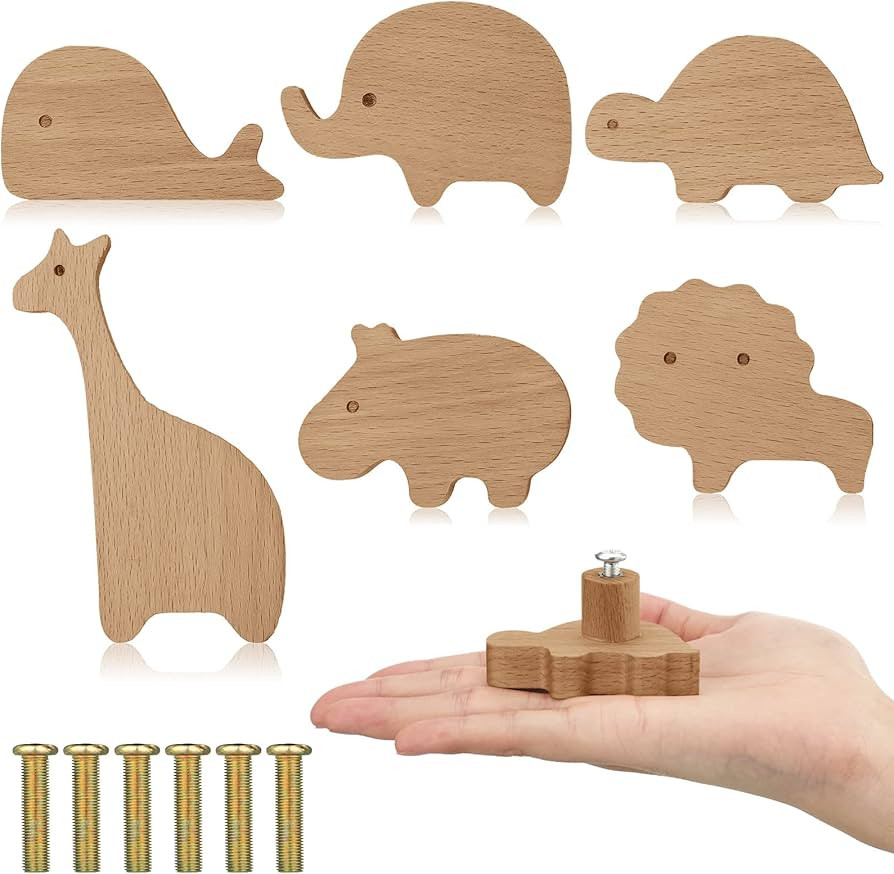 Qunclay Wooden Animal Cabinet Knobs Decorative Wood Dresser Knobs with Screws Dresser Pulls Wood ... | Amazon (US)