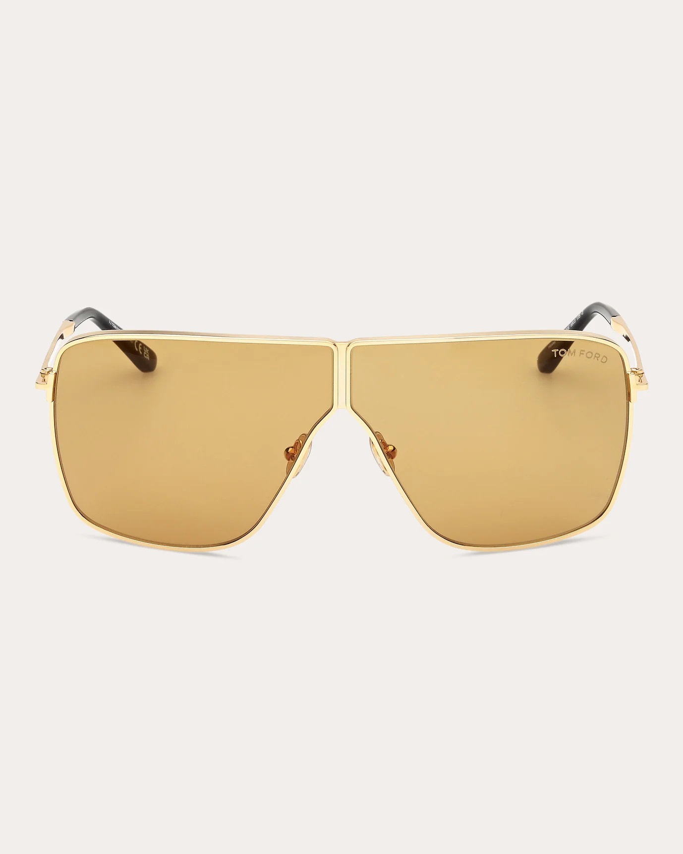 Tom Ford Women's Huxley Aviator-Style Deep Gold and Amber Gold-Tone Sunglasses in Shiny Deep Gold/amber Metal | Olivela