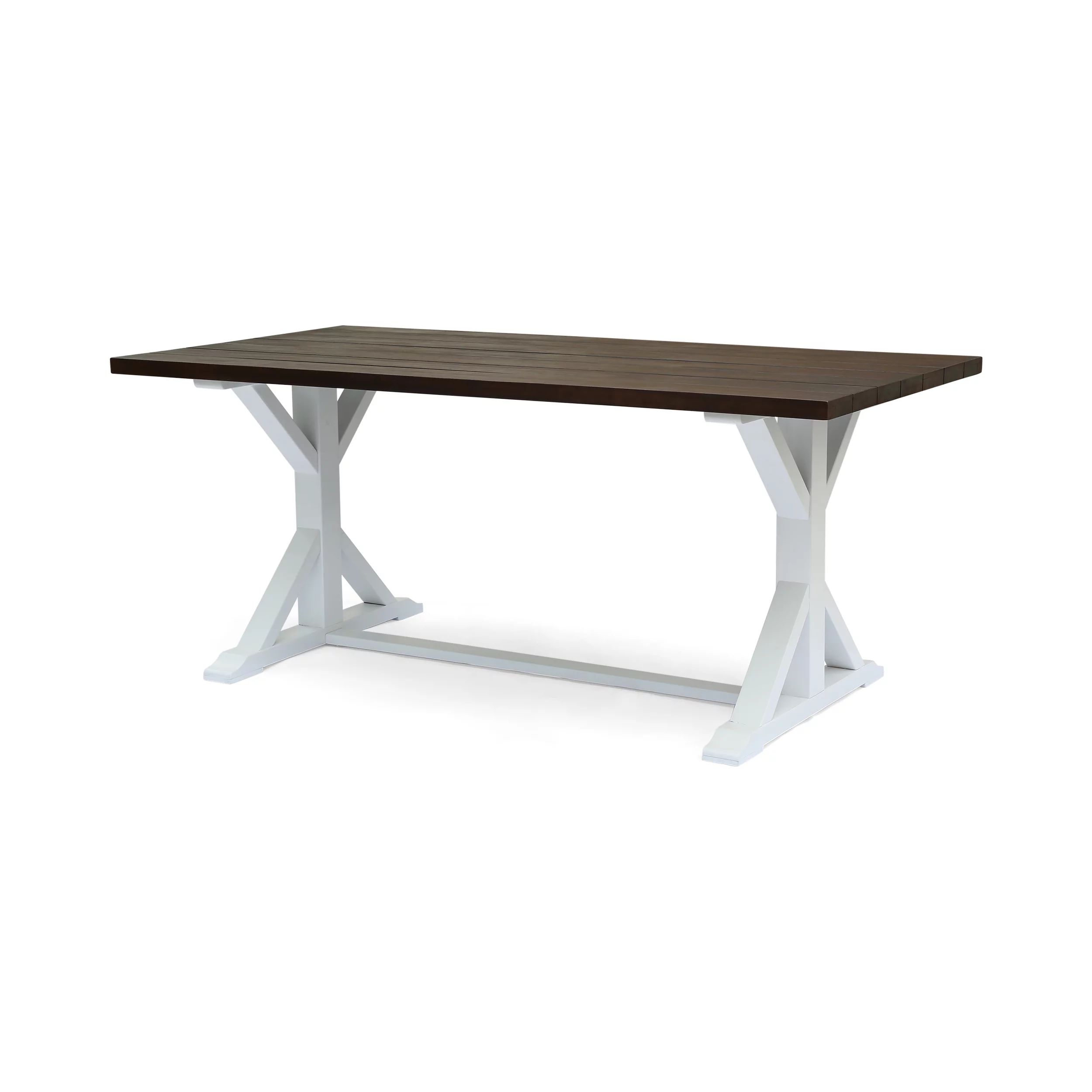 Mayo Outdoor Rustic Farmhouse Acacia Wood Dining Table, Dark Brown and White - Walmart.com | Walmart (US)