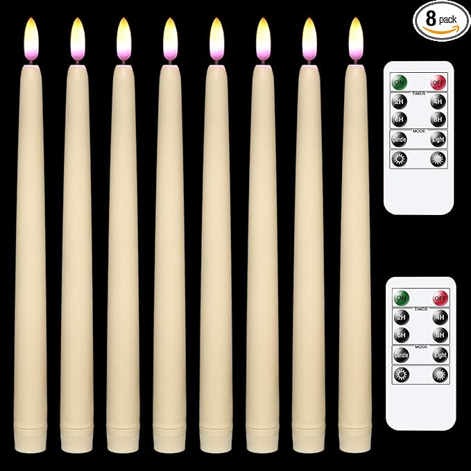 Wondise Flickering Flameless Taper Candles with Remote and Timer, 11 Inch Battery Operated Ivory ... | Amazon (US)