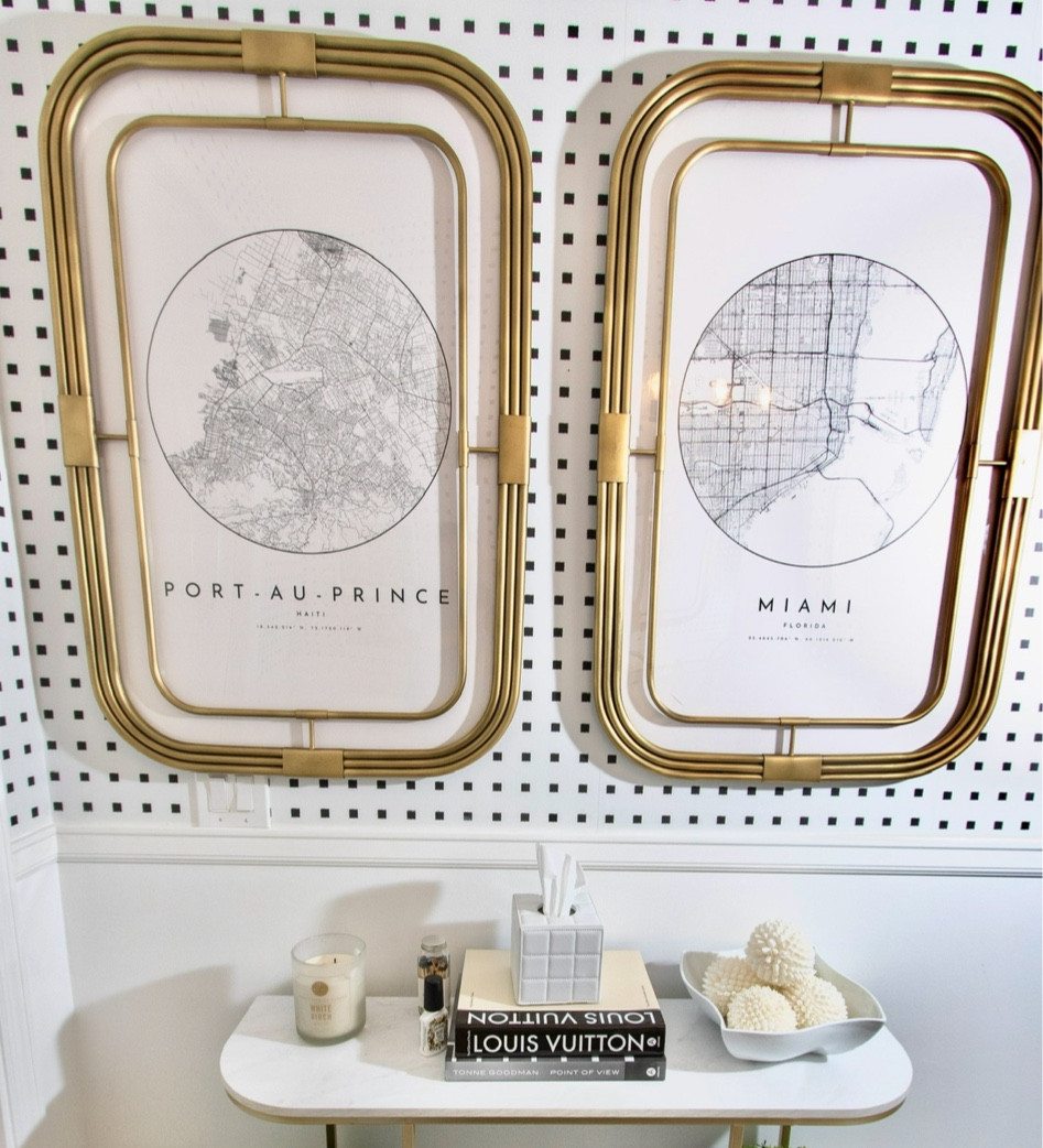 These brass frames came as mirrors but I guerdyfied them and put custom maps of where my hubby and I were born. CLICK BELOW for the actual mirror item and also some alternatives #guerdyfy #mirrors #homedecor

#LTKfamily #LTKhome #LTKstyletip