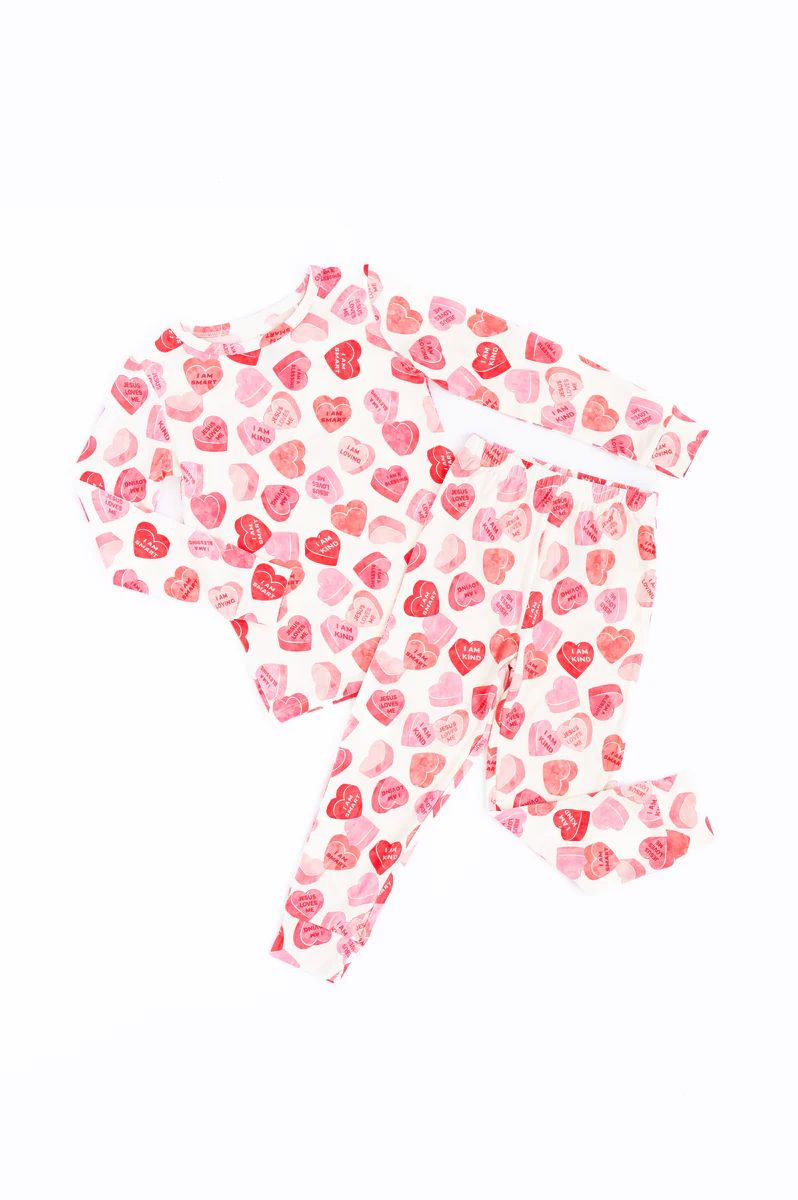 Pink Heart Two-Piece Pajama Set | Little Pajama Co.